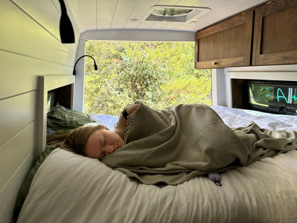 Quite the norm, Abi enjoying an afternoon nap in the forest outside Rocky Mountain national park.